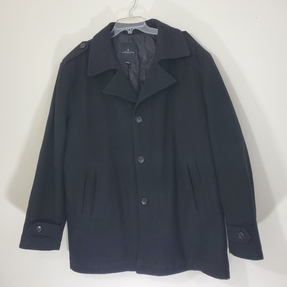 London Fog Black Wool Coat, Size XXL